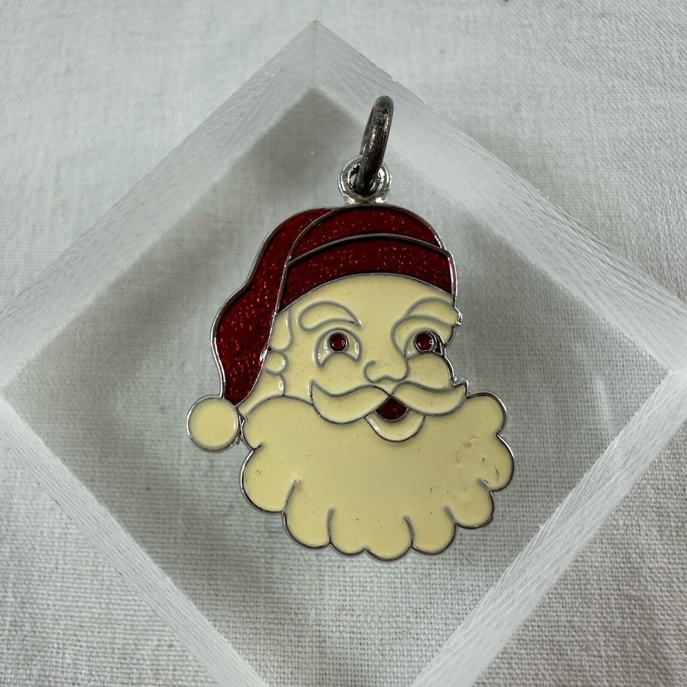 Vintage Sterling Silver 925 Santa Claus‎ Charm Christmas Holiday Enamel Kitsch